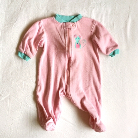 george pink mouse zipper footie sleeper pajamas 3 months baby girl - Picture 1 of 6